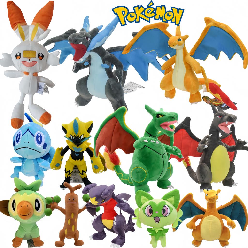 Plush Sobble Grookey Scorbunny Plush Stuffed Doll Sprigatito Zeraora Garchomp Sudowoodo Shiny Charizard XY Toys Kid Gift