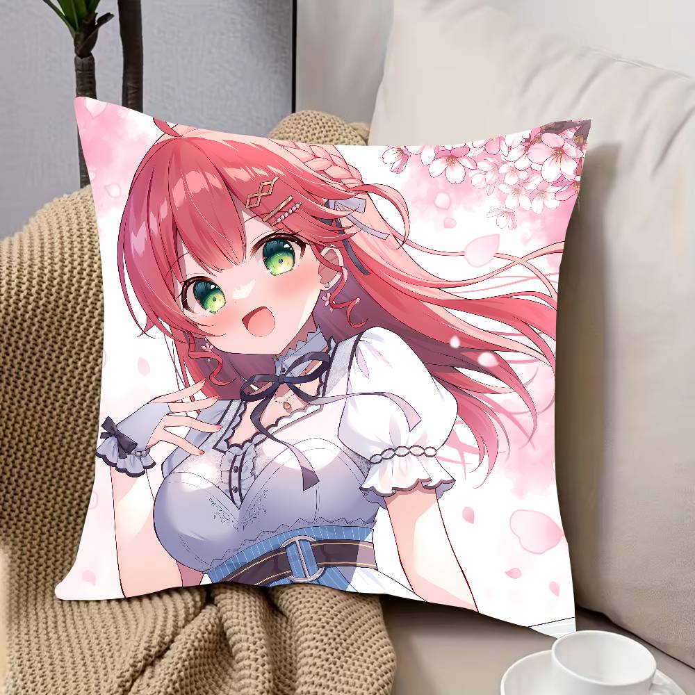 Cute Hot Girl Kawaii Sakura Miko Cushion Cover Decor Home Throw Pillow Covers For Couch Camping Pillow Cover Decorations