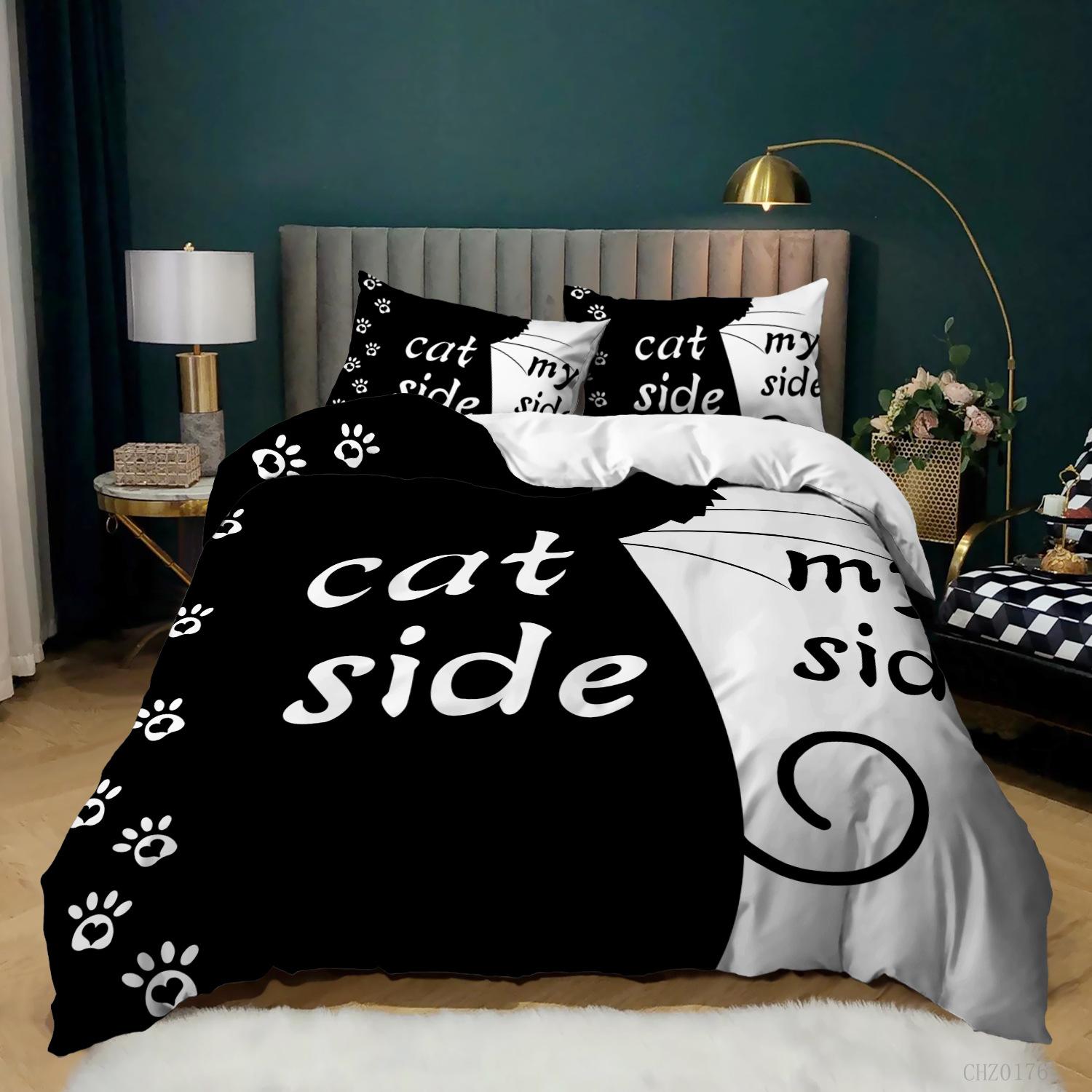 

Korean Small Fresh Printing Three-Piece Simple English Kit Quilt Cover Bedding 135 * 200 (two-piece set) 90g
