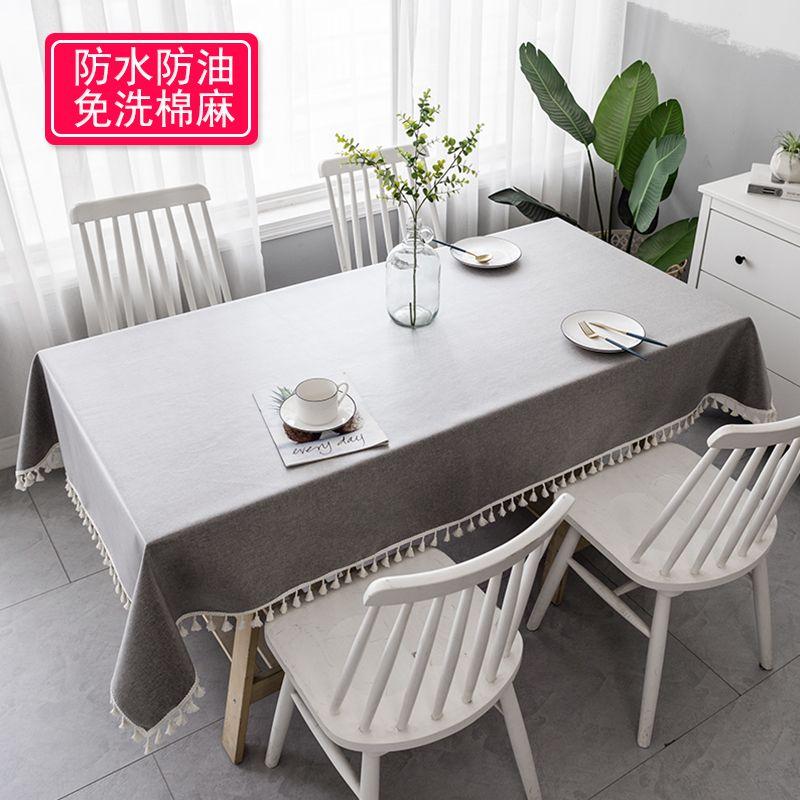 

Scandinavian Cotton and Linen Waterproof Oil-Proof Disposable Fabrics Tablecloth Dining Table Rectangular For Home Japanese Tablecloth Minimalist Grey 90*130cm (suitable for small coffee table)