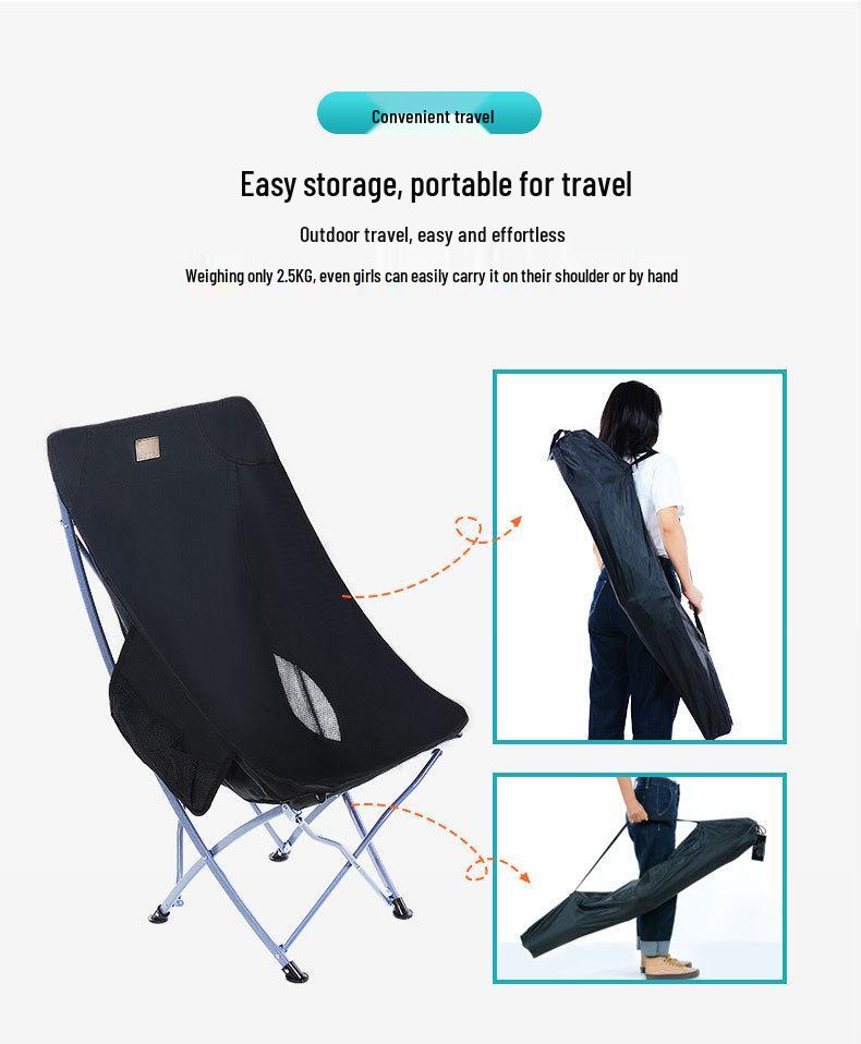 Přenosné křeslo Moon s opěrkou hlavy pro kempování, rybaření, grilování a venkovní volnočasové aktivity
