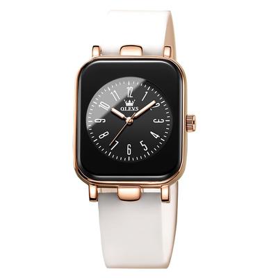 OLEVS Women's Watch, Silicone Band, Waterproof, Quartz, Easy To Read, Popular, Stylish, Beautiful, Gift for Women, White [Parallel Import]