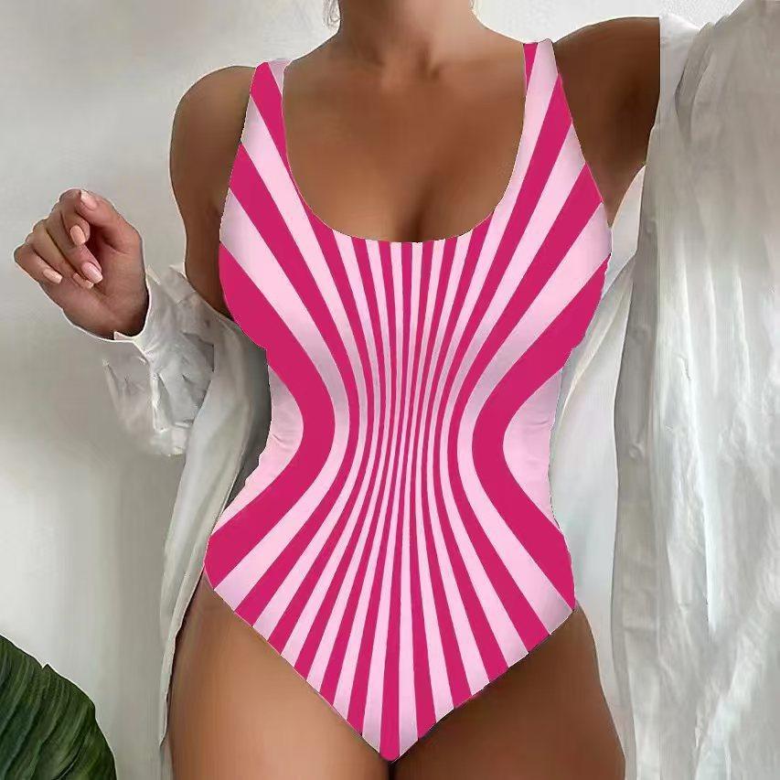 Women's seaside beach swimsuit tie-dye D printing European and American summer one-piece swimsuit