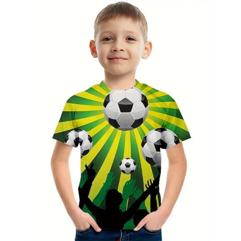 Sport Fotbal Tricou imprimat 3d Copii Băieți Haine mânecă scurtă Îmbrăcăminte casual pentru copii Tricou la modă pentru băieți