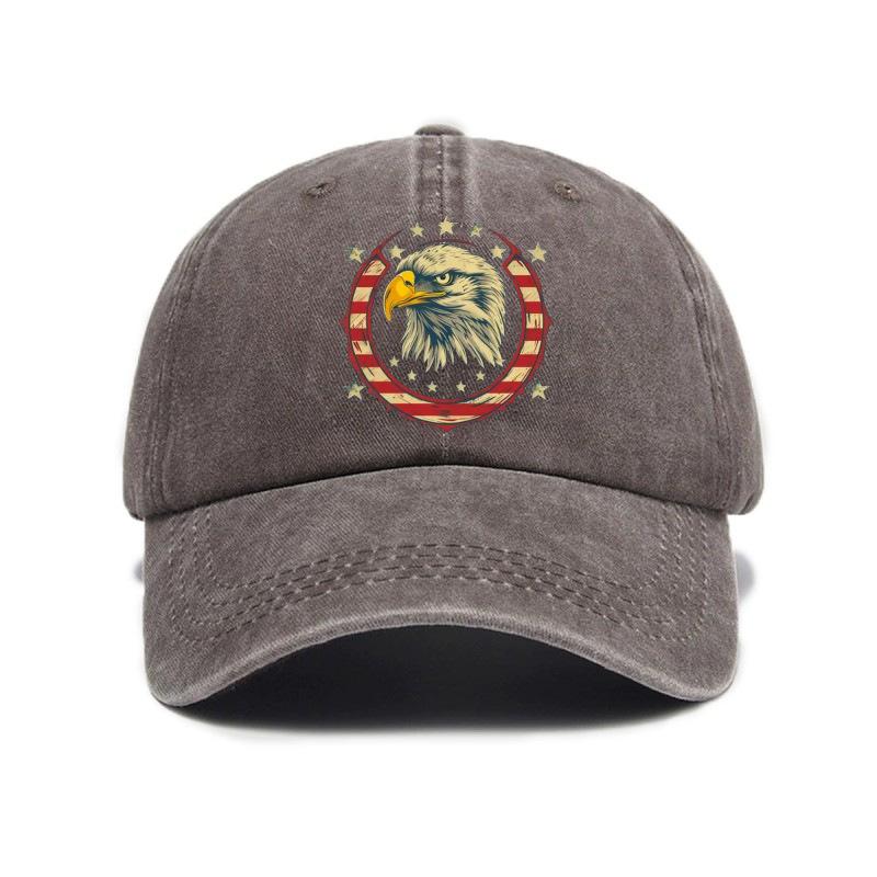 Retro Distressed Eagle Print Washed Trendy Soft Top Baseball Cap Unisex Hat