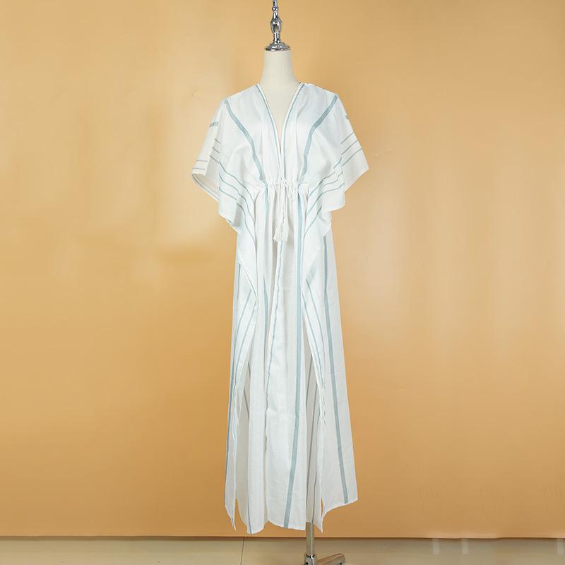 Cardigan cu dungi europene și americane: Cămașă pentru soare de vacanță și acoperire pentru bikini