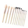 12dílná krémová Morandi sada štětců s měkkými štětinami: Štětce na oční stíny, pudr a tvářenku