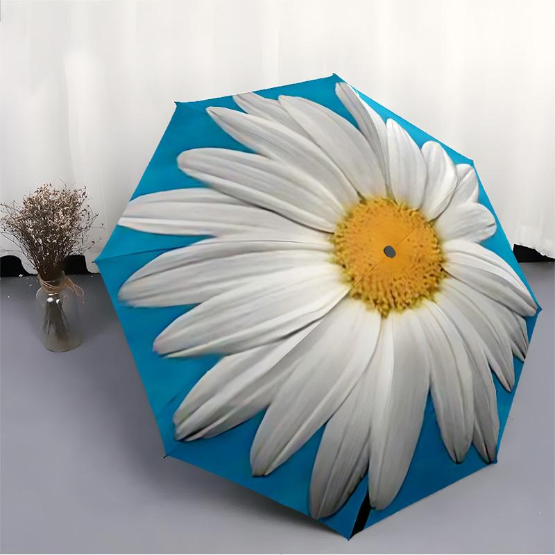 1pc Daisy Flower Folding Umbrella | Elegant Design, Fashionable Accessory, Durable Construction, Sturdy Ribs yy251107090