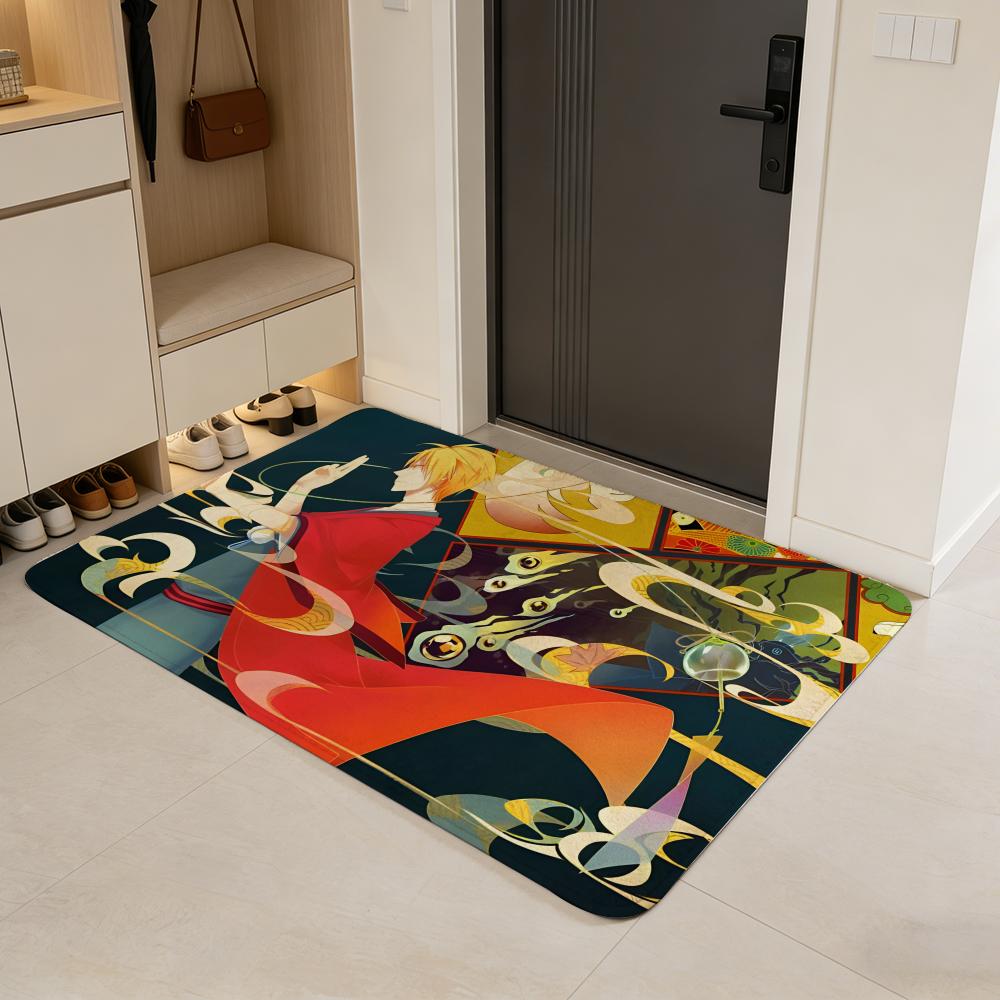 Anime T-The Morose Mononokean Floor Mat Flannel Door Mat Non-Slip Absorbent Washable Indoor Home Rug