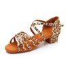 Chaussures de Danse Latine pour Enfants Talon Bas 3.5cm Filles Entraînement Salle de Bal Semelle Souple Chaussures de Danse