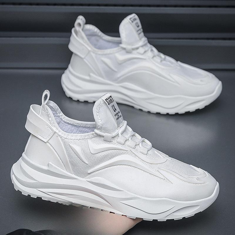 Breathable Casual Black Thick Sole Height Increasing Mesh Soft Sole Sports Shoes