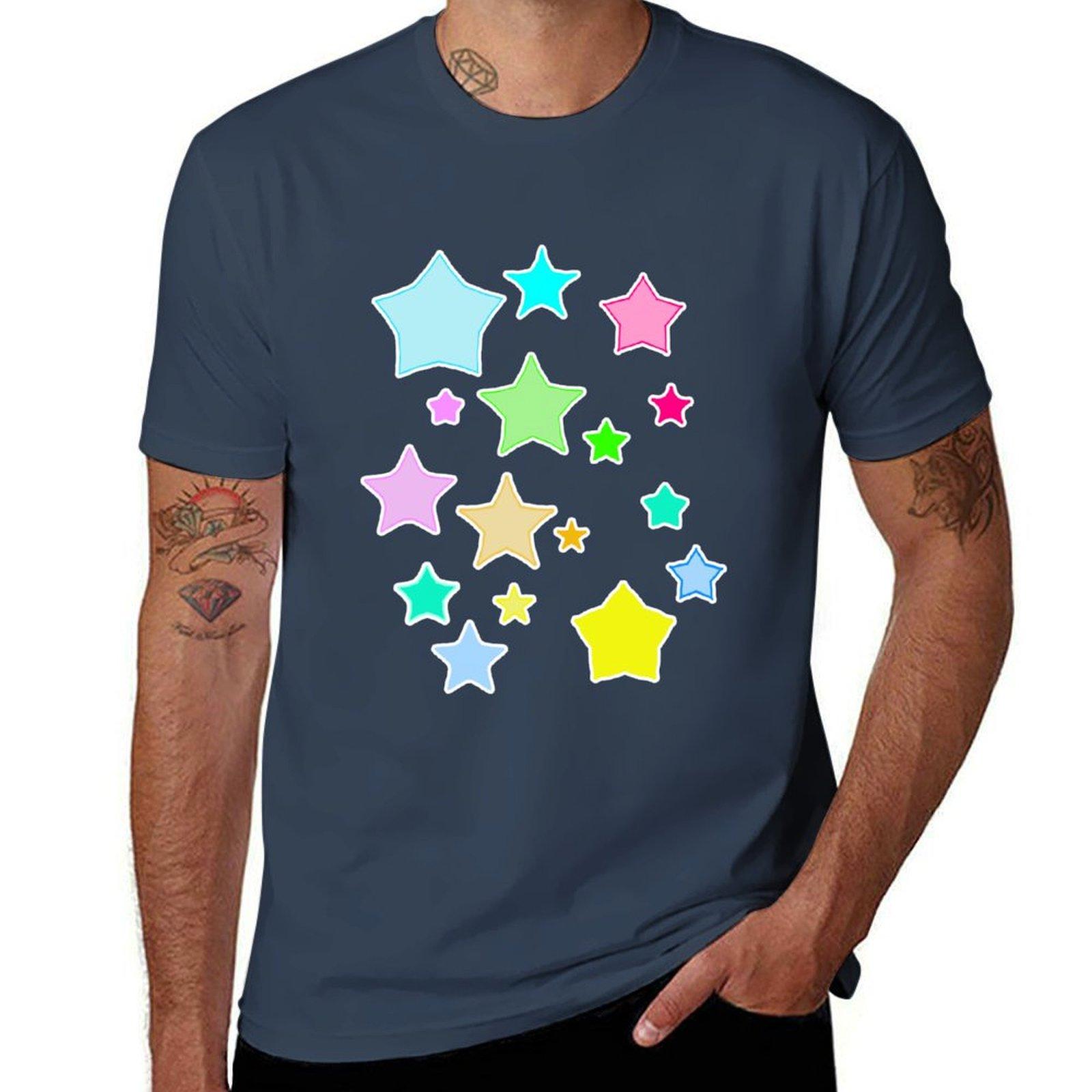 Cute Rainbow Star Tshirt Big Size Loose Fit Tee Shirt S