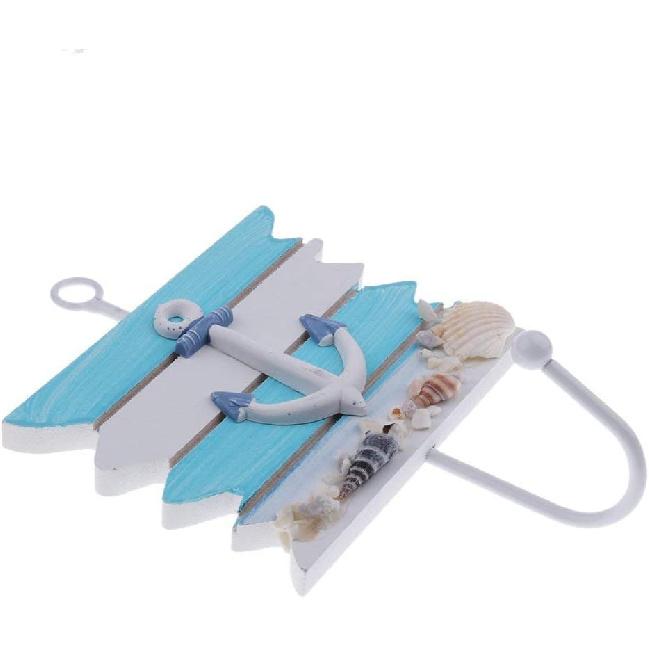 2pcs Mediterranean Style Wall Hooks Towel Hat Coat Hangers Bathroom Bedroom Clothes Coat Towel Holder Rack - Wheel + Anchor