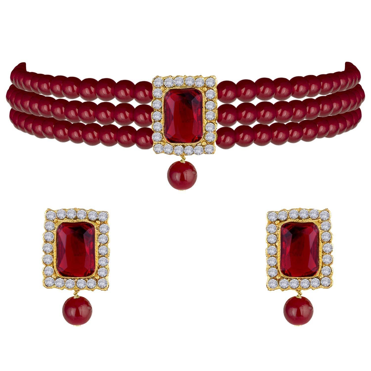 

Позолочений Традиційний Камінь Перлина Чокер Намисто Набір Прикрас Для Жінок Oneisze