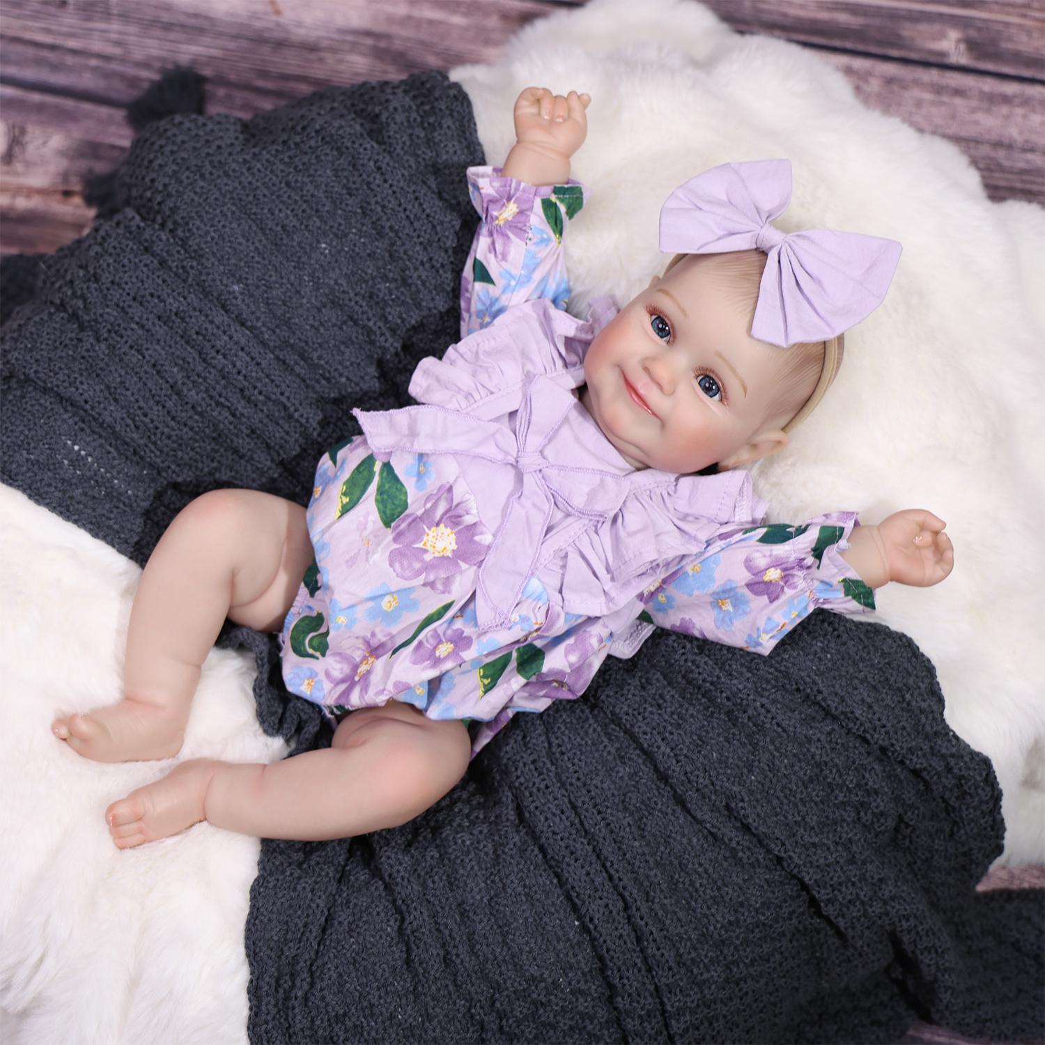 

KEIUMI 18 Inch Full Silicone Vinyl Reborn Baby Doll Cute 3D Skin Newborn Girls Doll Children Birthday Gifts 18 inch