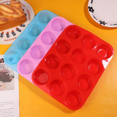 Stampo in silicone da 12 tazze fai da te per muffin e cupcake, teglia antiaderente per sapone e cioccolato, utensili per lavastoviglie, microonde, teglia da forno