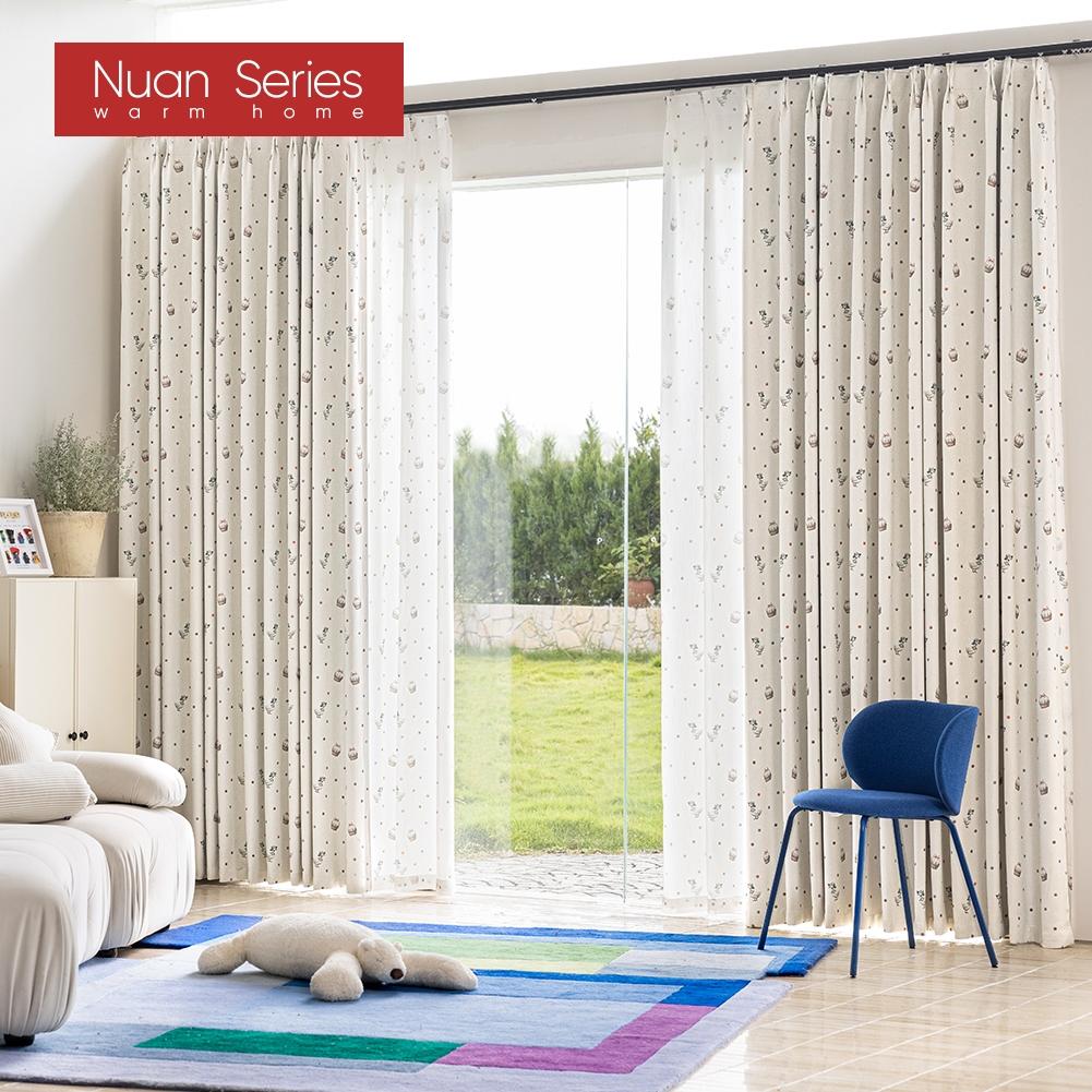 1PC Nuan Series Cartoon Duck Polka Dot Blackout Curtains, Cute Children's Room Thick Curtains for Bedroom Living Room Home Decor