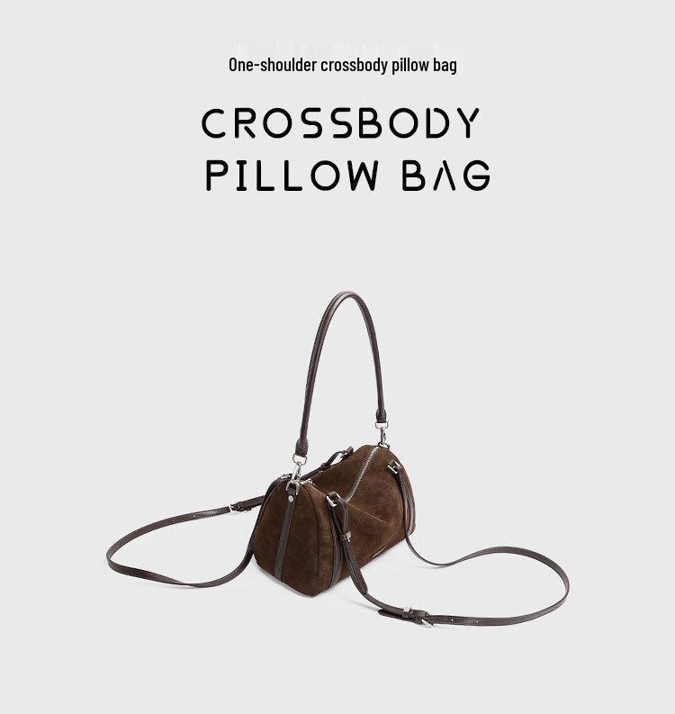 2025 Large Capacity Women's Suede Crossbody Bag - Autumn Winter Retro Frosted Pillow Style