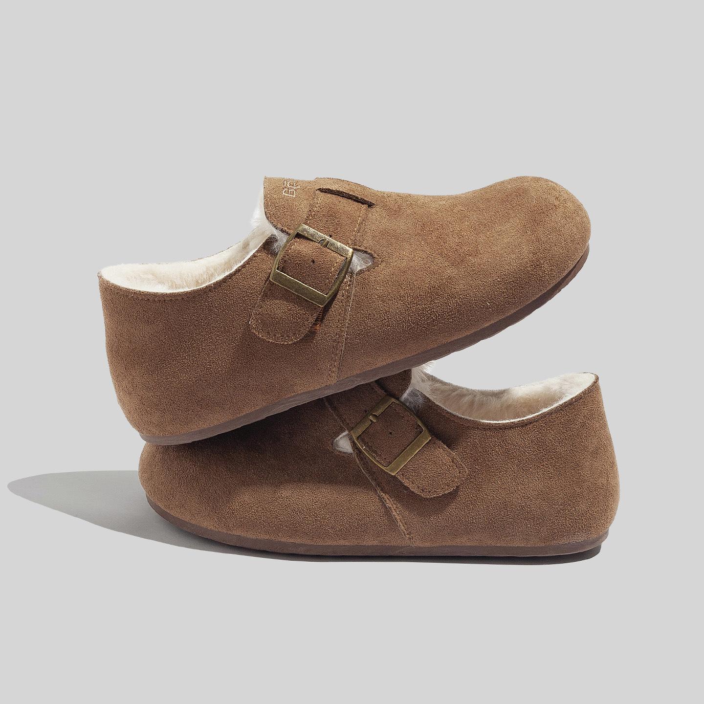 

Fleece flat-bottomed Boken shoes for women s winter new warm lazy casual cotton shoes tide 35