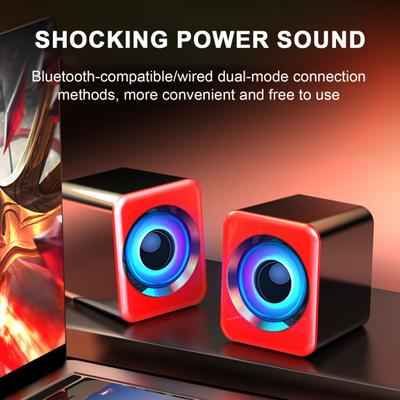 1 Pair Computer Speaker Subwoofer USB Bluetooth-compatible Wired Portable Mini Speaker No Delay Stereo Sound Loudspeaker for PC Computer Laptop