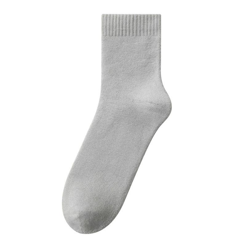 Herbst- und Winterwollsocken, Herrensocken, Verdickte warme Mid-Calf-Socken, Fleece-Langschaftsocken, Einfarbige dicke Socken aus Nordostchina