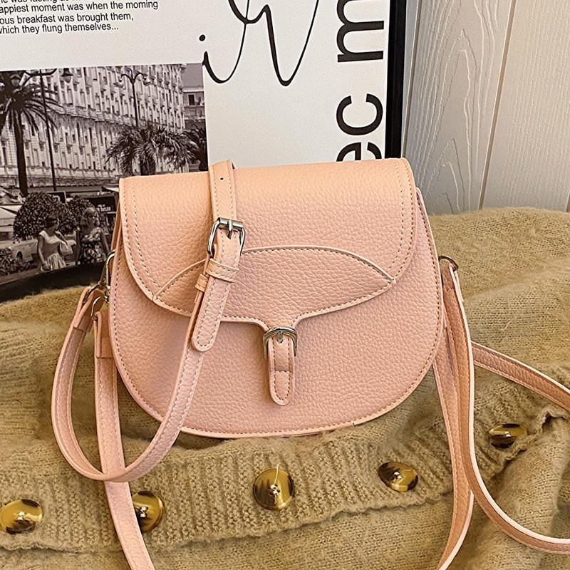 Chic And Trendy Mini Saddle Shoulder Bag For Women City Minimalist Style Pu Material Handbag розовый