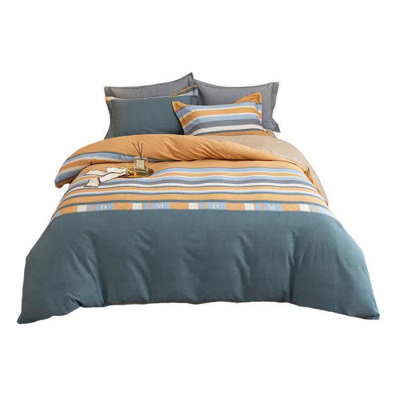 Yiyiai Cotton Brushed Striped Bedding Set