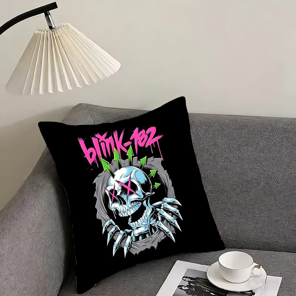 B-Blink 182 Band Cushion Cover Pillowcase Ultra Soft Skin Friendly Fabric Cloud Like Comfort & Concealed Zipper