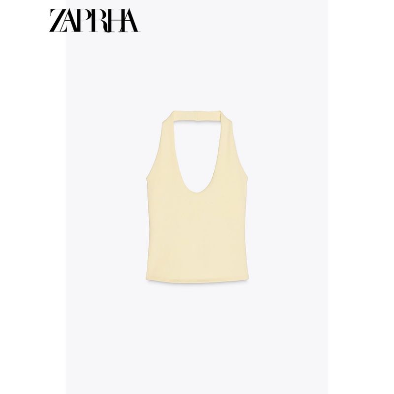 Zaprha 2025 New Sexy Sweet Sexy Open Back Halter Top T-shirt Women Silm Slim Looking 4424308