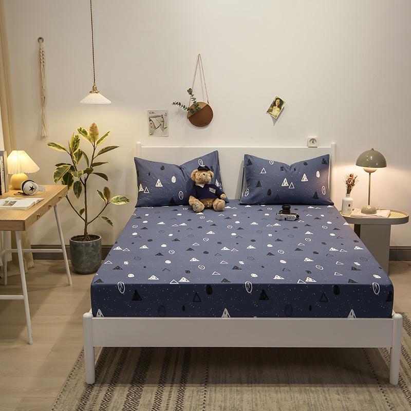 Colorful Floral Fitted Sheet Set 100% Cotton Bedding Set 3Pcs Bed Cover Pillowcases Skin-friendly Breathable Bedroom Decor