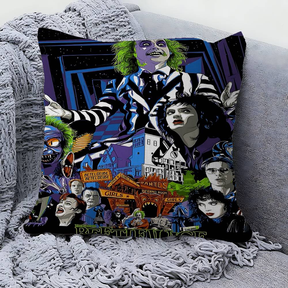 Classic Movie B-Beetlejuice Decorative Room Aesthetics Pillow Case Home Decor Bedroom Sofa Bed Couch Pillow Cover 45x45