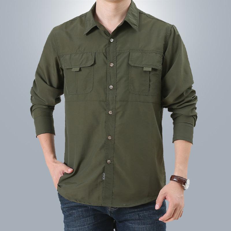 Men S Loose Long Sleeve Quick Dry Casual Shirt For Spring Autumn