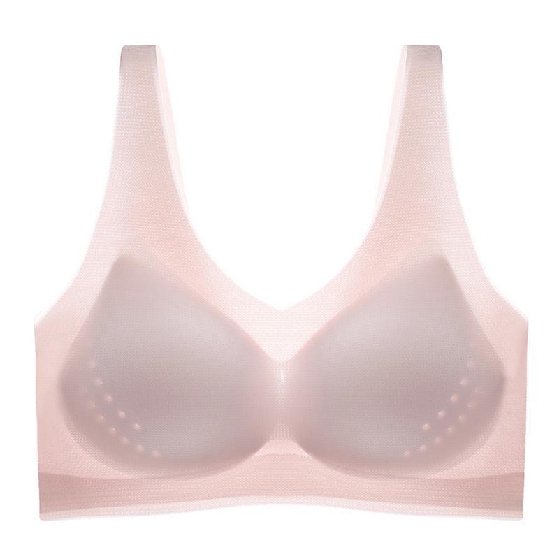 

Летний спортивный бесшовный бюстгальтер: Ультратонкий, беспроводной жилет для груди от маленькой до большой XL розовый