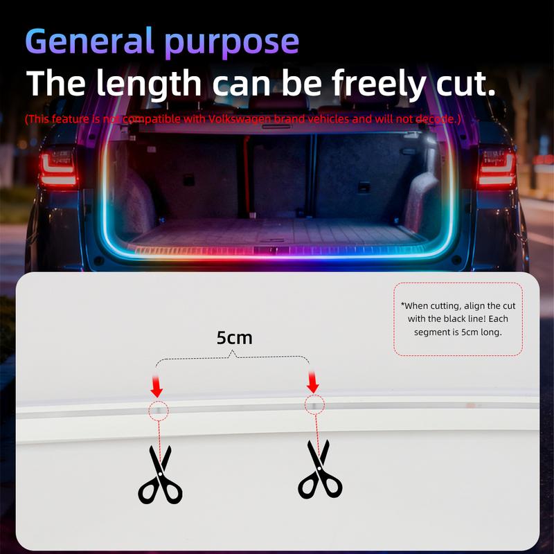 4M Car Trunk LED Strip Light RGB Rainbow Dynamic Chasing Light Universal Auto Trunk Decoration Exterior Interior LED Light 12V