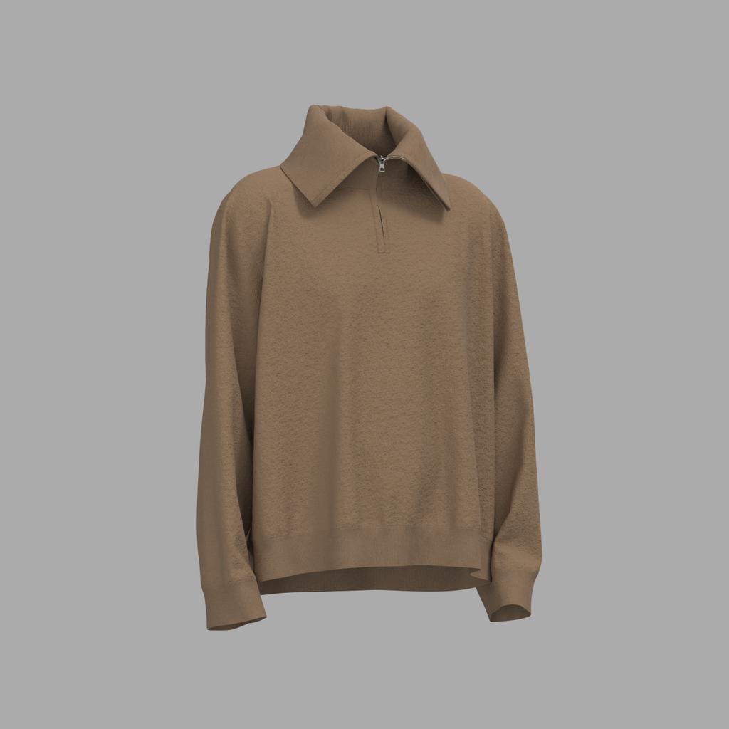 Saikiatiseuteu High-Neck Half Lily Zip-Up Knit (Beige)