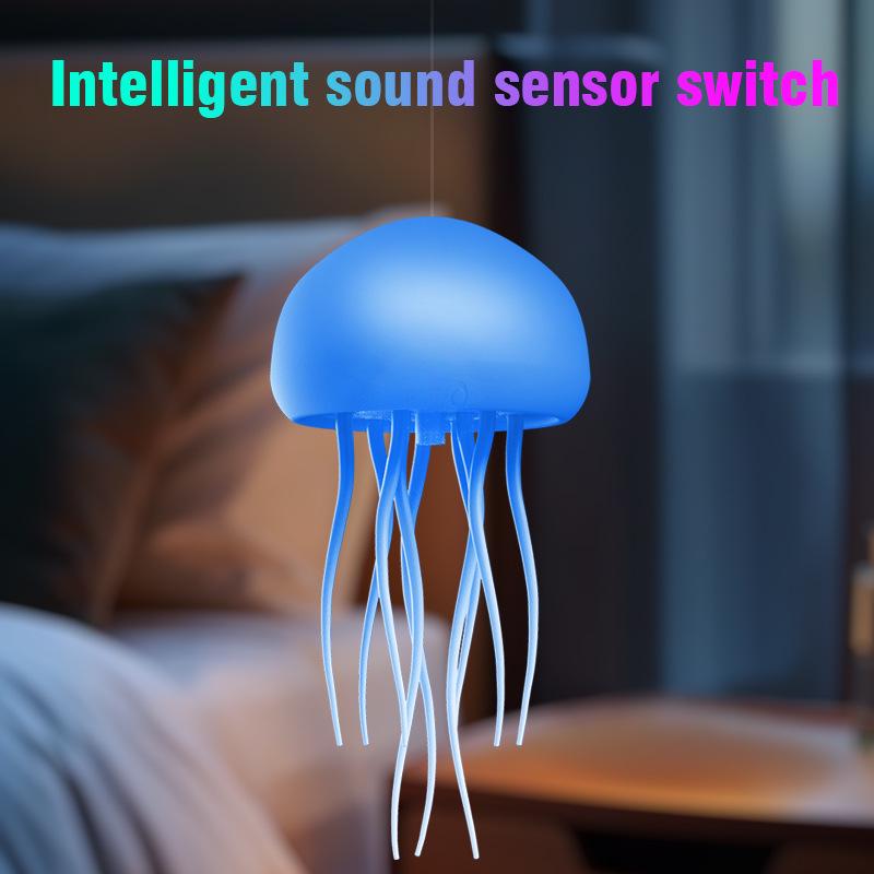 Colorful Sound-Activated Jellyfish Light with Floating Tentacles for Ambient Lighting
