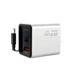 65W GaN Fast Charger with Digital Display, Retractable Type-C Cable, and Multi-Port Compatibility for Apple and Android Devices.