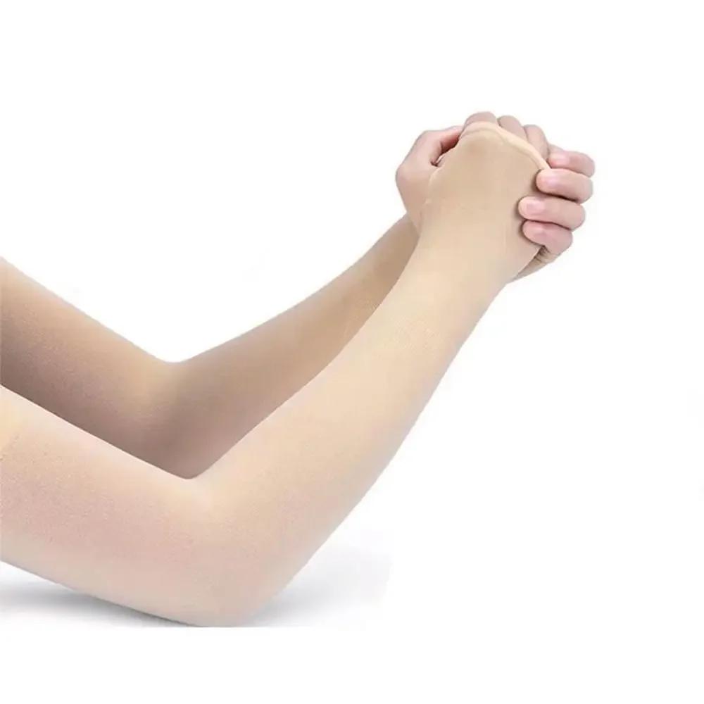 1 Pair Nylon Women Men Arm Cover Summer Cool Hand Sleeves Anti-UV Fingerless Long Sleeves Ice Silk Anti-Sunburn Arm Sleeve