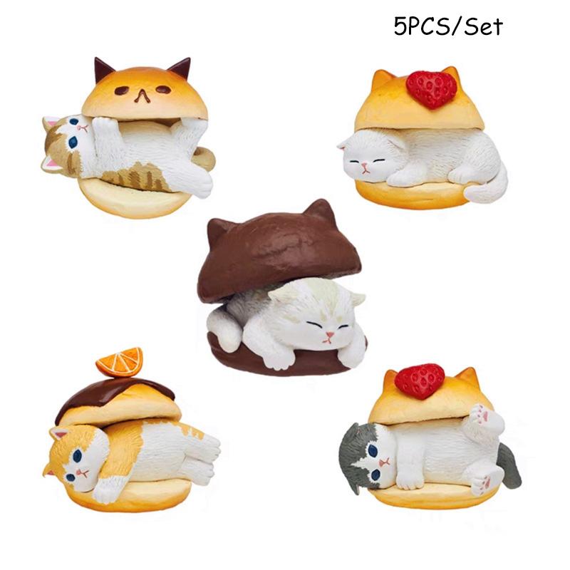

Hamburger 5pcs Cat Figures Set Mini Figurine Collectible Cake Decor Toy Model