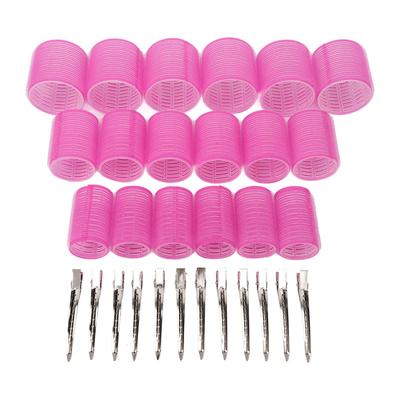 Bigudis de Raiz Rosa Auto-Adesivos Bigudis Rolos com Presilhas para Cabeleireiro Estilização DIY