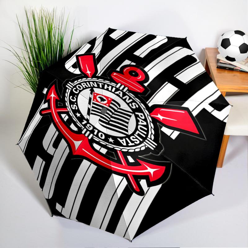 Sport Club Football Crest Printed Automatic Umbrella, 8-Frame for Travel, camping, Casual Umbrella, Essential Gift for for family and friends