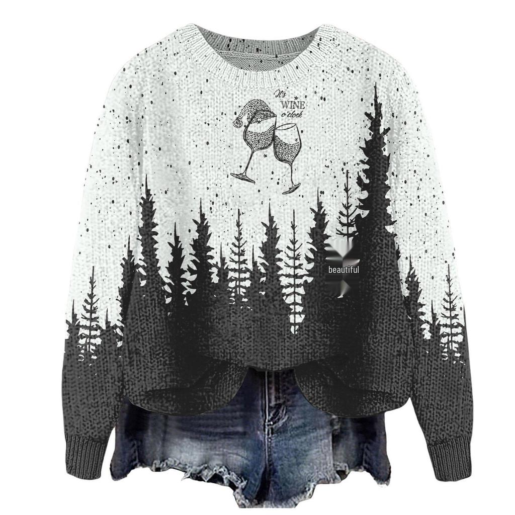 ZJW908-YT2 3D Print Christmas Pullover Sweater