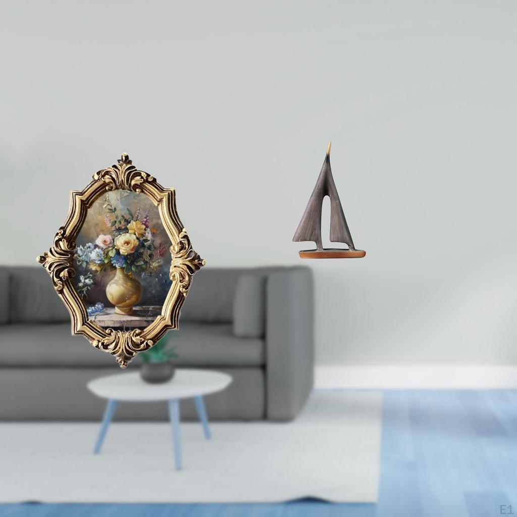 Vintage Resin Photo Frame Sailing Boat Statue Decorative Art Crafts for Office Bedroom Gallery Hotel