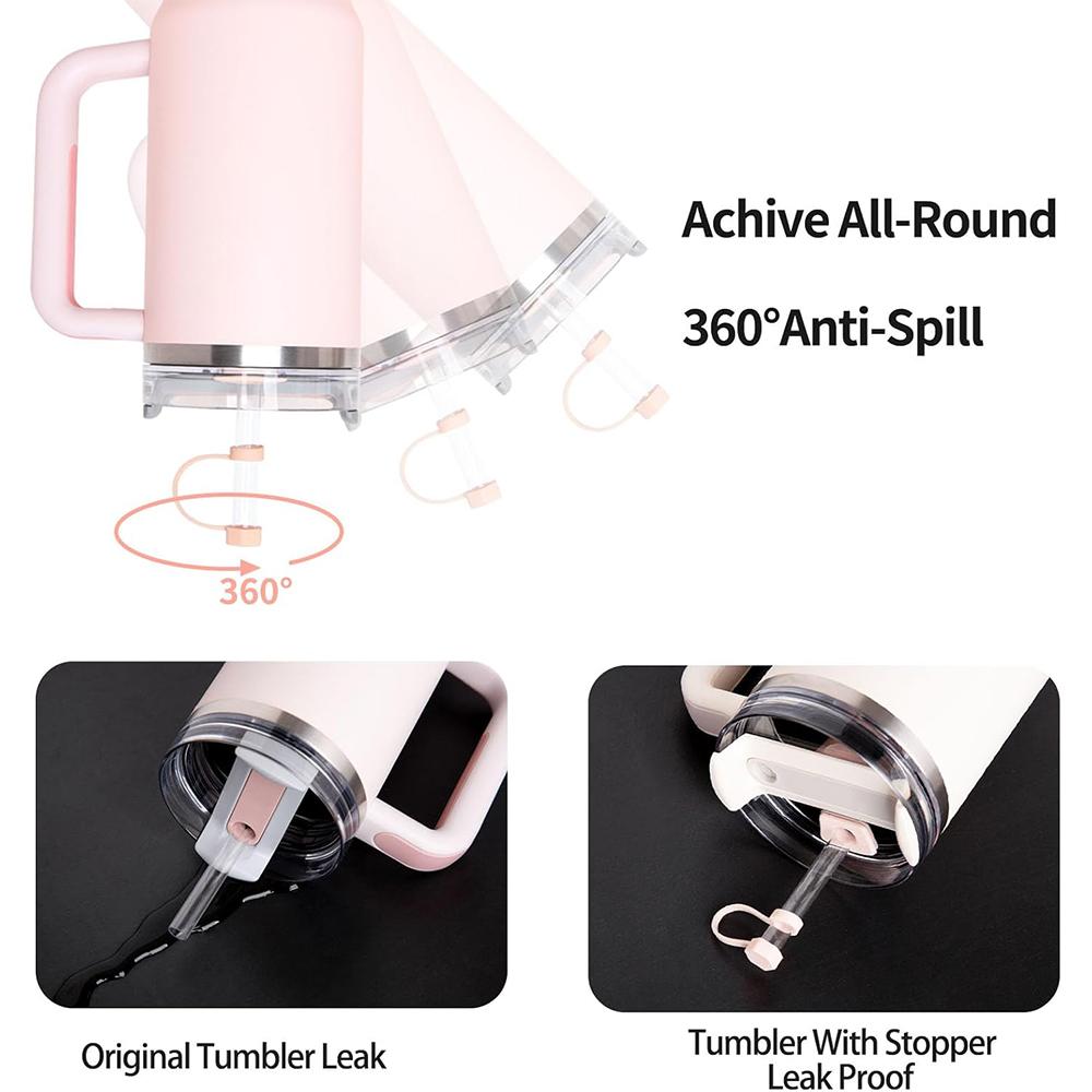LMETJMA Silicone Spill Stopper Set For 30 40oz Tumbler Cups Included Round Cups Lid Spill Plug and Straw Cover Cap JT