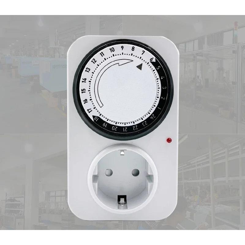EU Plug Timing Socket 24-hours Cycle Mechanical Timer Electricity Consumption Meter Automatic Shutdown with Overload Protection