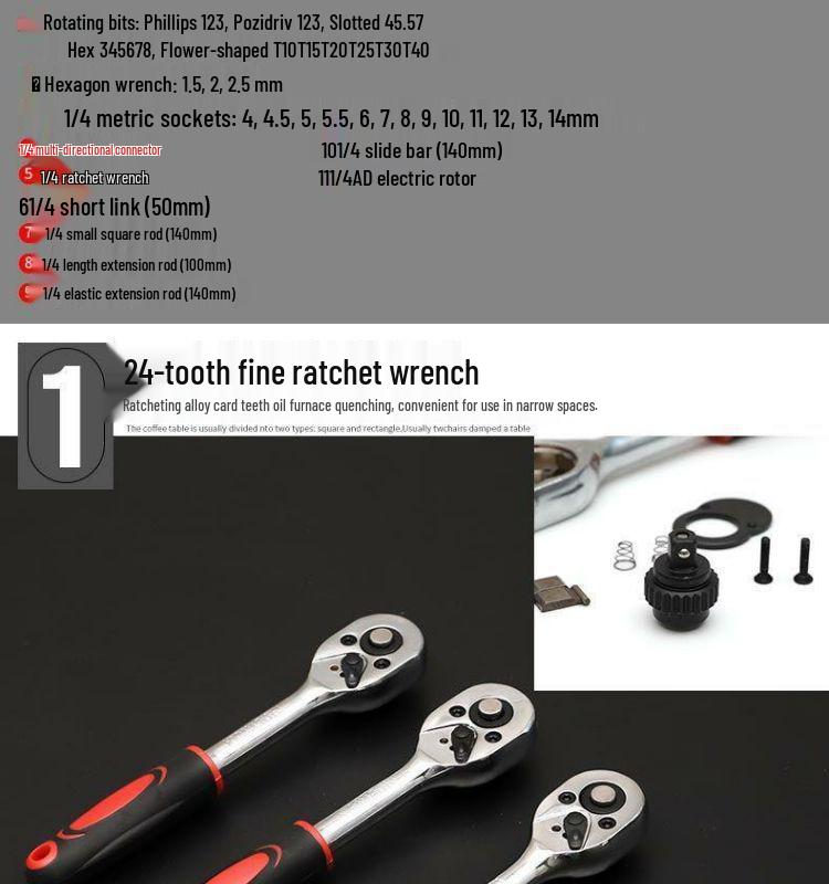Comprehensive Car & Motorcycle Ratchet Wrench Socket Set for Household Repairs