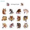 500pcs/Roll Watercolor Floral Horse Stickers- 20mm Round Adhesive Labels for Scrapbooking, Journaling & Crafts