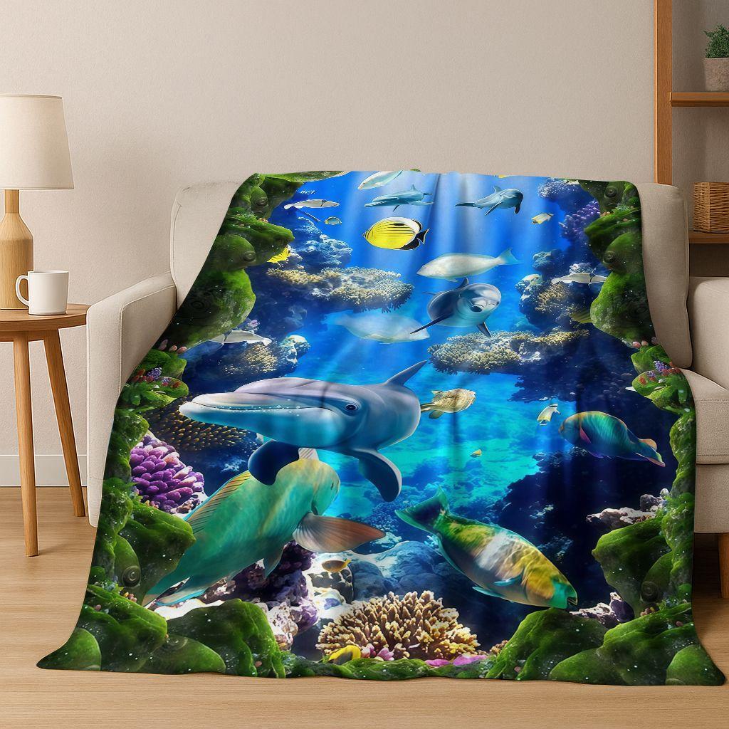 3D Illusion Breaking Wall Dinosaur Animal Series Flannel Blanket,Cozy Soft Throw Blanket for Home Bedroom Bed Sofa Cover Kids