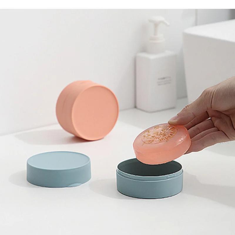 Runde Reiseseifenbox, tragbare Seifenschalen, Tablett mit Deckel, wasserdicht, versiegelter Seifenbehälter für Badezimmer, Dusche, Badezimmer-Gadgets
