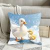 1pc Pillowcase, Happy Christmas Duck And Duckling In Snowy Background Short Plush Pillow Cover, Soft And Smooth Texture Polyester Short Pile Fabric, S